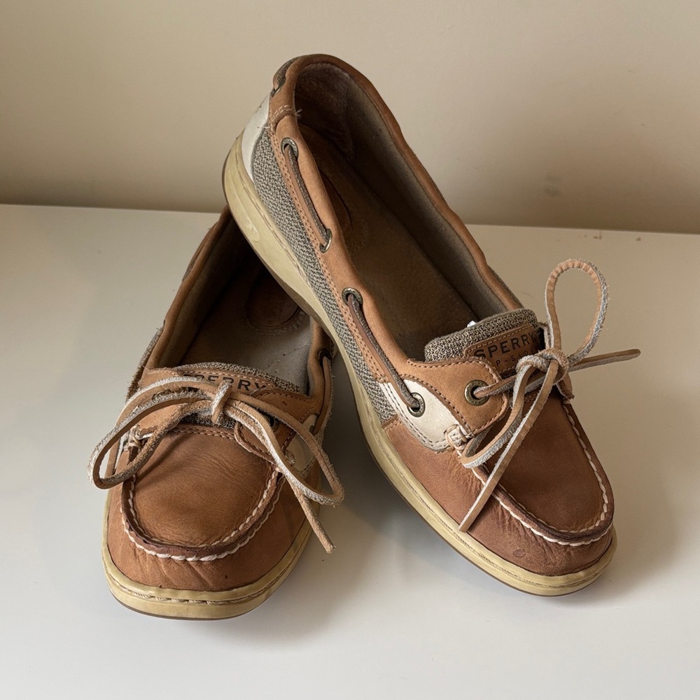 Sperry Brown & Cream Leather Boat Shoes